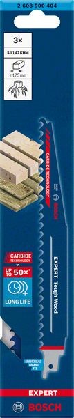 Bosch Professional Expert ‘Tough Wood’ S 1142 KHM Säbelsägeblatt, 3 Stück (2608900404)