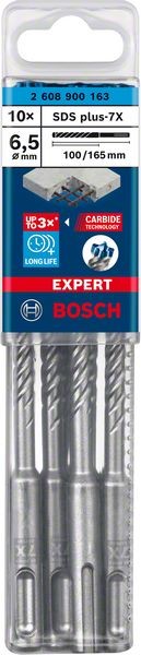 Bosch Professional Expert SDS plus-7X Hammerbohrer, 6,5 x 100 x 165 mm, 10-tlg. (2608900163)