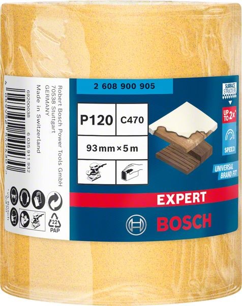Bosch Professional Expert C470 Schleifpapierrolle zum Handschleifen, 93 mm, 5 m, G 120 (2608900905)