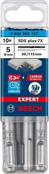 Bosch Professional Expert SDS plus-7X Hammerbohrer, 5 x 50 x 115 mm, 10-tlg. (2608900157)