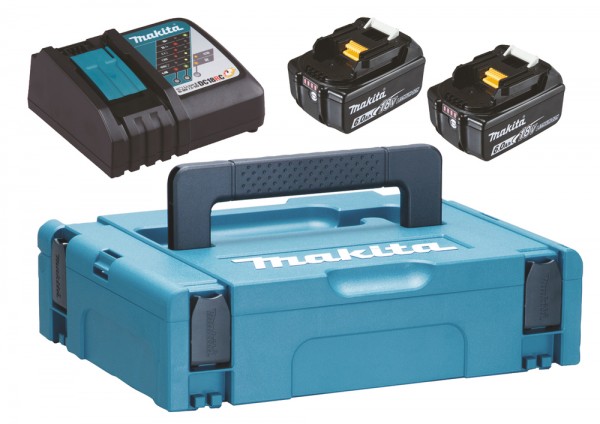 Makita LXT-Akku-Set: 2x BL1860B + DC18RC im MakPac (198116-4)