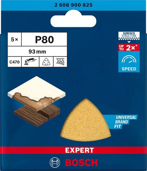Bosch Professional Expert C470 Schleifpapier für Deltaschleifer, 93 mm, G 80, 5 Stück (2608900825)