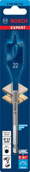 Bosch Professional Expert SelfCut Speed Flachfräsbohrer, 22 x 152 mm (2608900320)