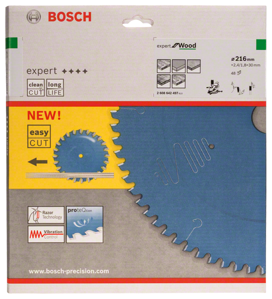 Bosch Professional Kreissägeblatt EX WO B 216x30-48 (2608642497)