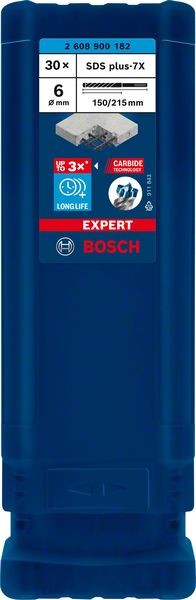 Bosch Professional Expert SDS plus-7X Hammerbohrer, 6 x 150 x 215 mm, 30-tlg. (2608900182)