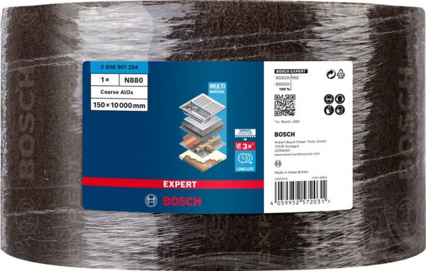 Bosch Professional Expert N880 Vliesrolle zum Handschleifen, 150 mm x 10 m, grob A (2608901234)
