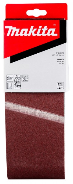 Makita Gewebeschleifband 100 x 610mm für 9924DB/9403/9404, K120, 5 Stck. (P-36924)