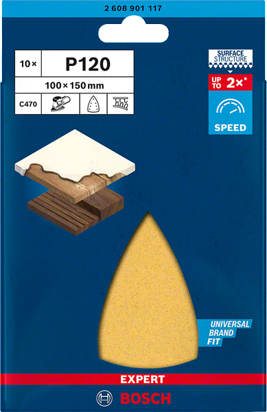 Bosch Professional Schleifbl. C470,100x150mm,K120,10x EXP (2608901117)