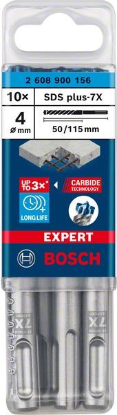 Bosch Professional Expert SDS plus-7X Hammerbohrer, 4 x 50 x 115 mm, 10-tlg. (2608900156)