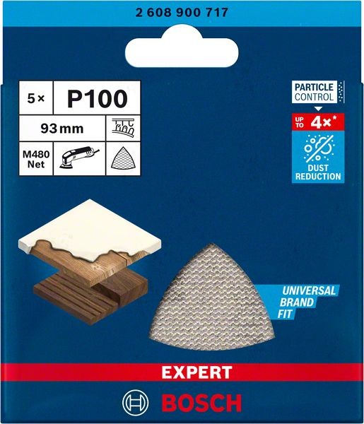 Bosch Professional Expert M480 Schleifnetz für Deltaschleifer, 93 mm, G 100, 5-tlg. (2608900717)