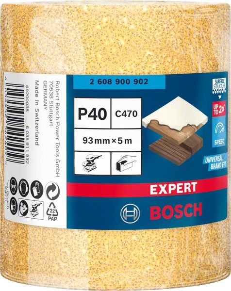 Bosch Professional Expert C470 Schleifpapierrolle zum Handschleifen, 93 mm, 5 m, G 40 (2608900902)