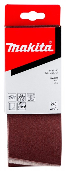 Makita Gewebeschleifband 76 x 457mm für 9910/9911, K240, 5 Stck. (P-37150)