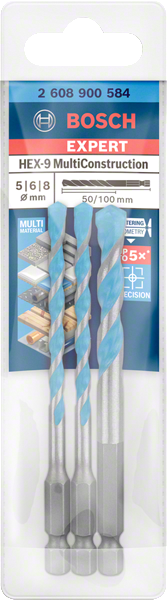 Bosch Professional HEX-9 MC Bohrer-Set, 3tlg 5/6/8 EXPERT (2608900584)