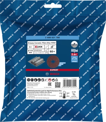 Bosch Professional X-LOCK Fiberscheibe R781,115mm,K60,5x EXPERT (2608621780)
