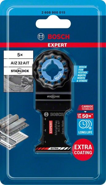 Bosch Professional Expert MetalMax AIZ 32 AIT Blatt für Multifunktionswerkzeuge, 40 x 32 mm, 5 Stück (2608900015)