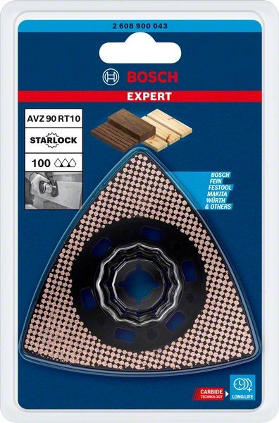 Bosch Professional Expert Sanding Plate AVZ 90 RT10 Blatt für Multifunktionswerkzeuge, 90 mm (2608900043)