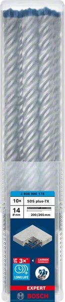 Bosch Professional Expert SDS plus-7X Hammerbohrer, 14 x 200 x 265 mm, 10-tlg. (2608900176)