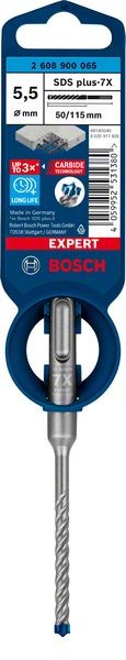 Bosch Professional Expert SDS plus-7X Hammerbohrer, 5,5 x 50 x 115 mm (2608900065)