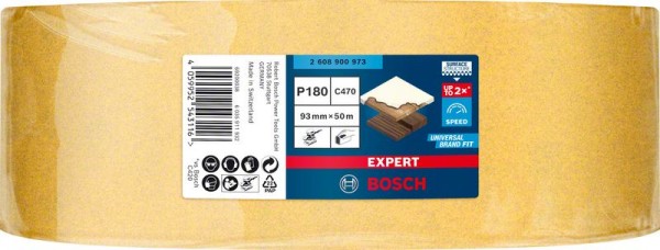 Bosch Professional Expert C470 Schleifpapierrolle zum Handschleifen, 93 mm x 50 m, G 180 (2608900973)