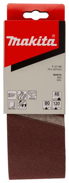 Makita Schleifband-Set 457x7mm 3tlg. K40/K80/K120 (P-37166)