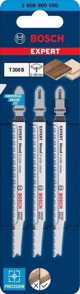 Bosch Professional Expert ‘Wood 2-side clean’ T 308 B Stichsägeblatt, 3 Stück (2608900550)