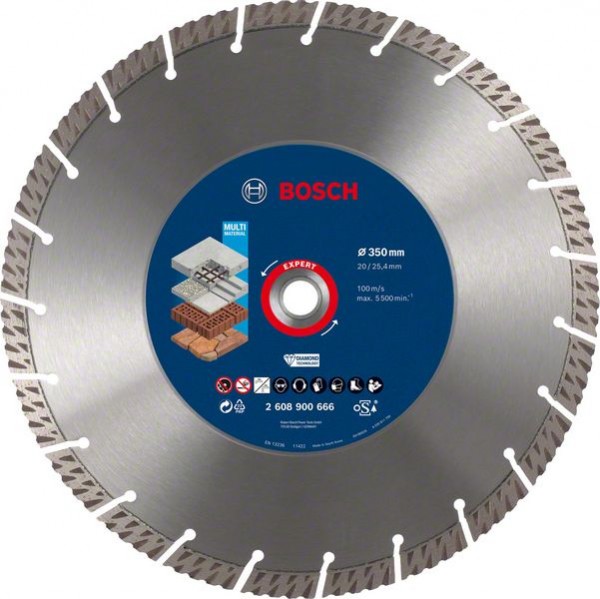 Bosch Professional Expert MultiMaterial Diamanttrennscheiben, 350 x 20/25,40 x 3,3 x 15 mm (2608900666)