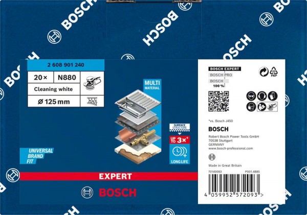 Bosch Professional Expert N880 Vliesscheibe für Exzenterschleifer, 125 mm, Reinigung (2608901240)