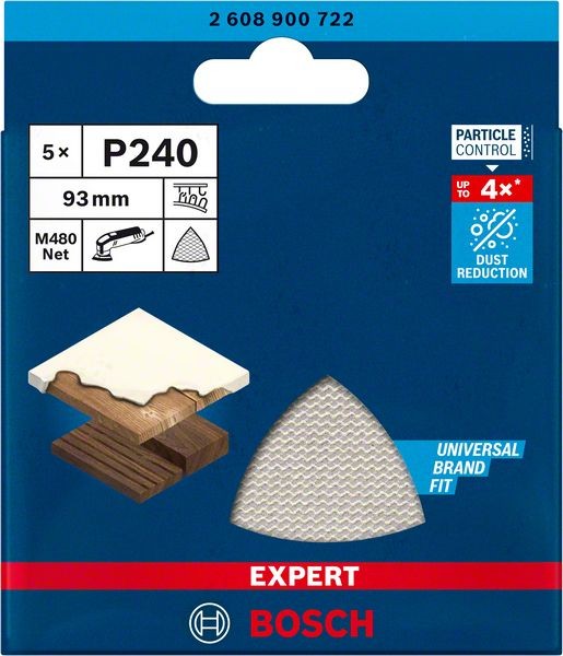 Bosch Professional Expert M480 Schleifnetz für Deltaschleifer, 93 mm, G 240, 5-tlg. (2608900722)