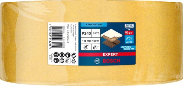 Bosch Professional Expert C470 Schleifpapierrolle zum Handschleifen, 115 mm x 50 m, G 240 (2608900983)