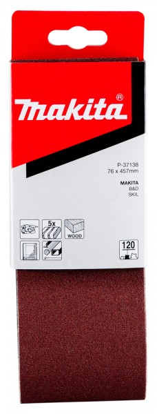 Makita Gewebeschleifband 76 x 457mm für 9910/9911, K120, 5 Stck. (P-37138)