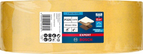 Bosch Professional Expert C470 Schleifpapierrolle zum Handschleifen, 93 mm x 50 m, G 320 (2608900975)