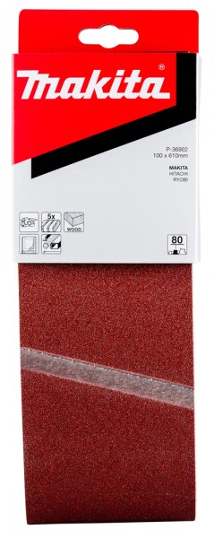 Makita Gewebeschleifband 100 x 610mm für 9924DB/9403/9404, K80, 5 Stck. (P-36902)