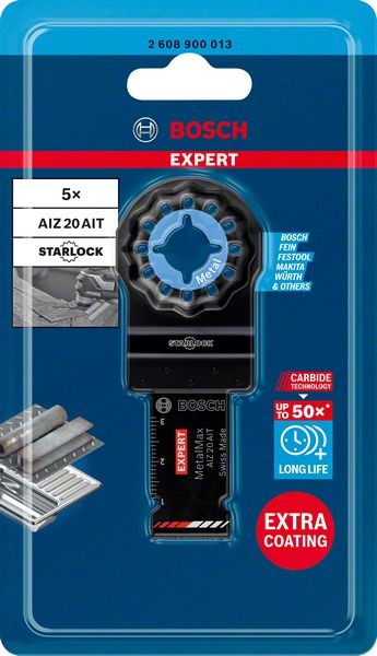 Bosch Professional Expert MetalMax AIZ 20 AIT Blatt für Multifunktionswerkzeuge, 40 x 20 mm, 5 Stück (2608900013)