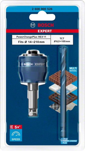 Bosch Professional Expert Power Change Plus Adapter, 11 mm, TCT-Bohrer, 8,5 x 105 mm, 2-tlg. (2608900526)