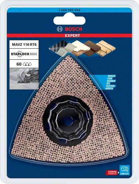 Bosch Professional Expert Sanding Plate MAVZ 116 RT6 Blatt für Multifunktionswerkzeuge, 116 mm (2608900054)