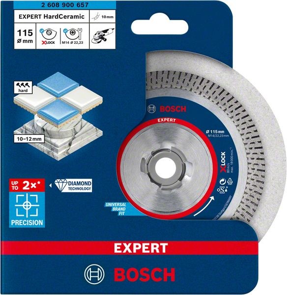 Bosch Professional Expert HardCeramic X-LOCK Diamanttrennscheiben, 115 x 22.23 x 1.4 x 10 mm (2608900657)