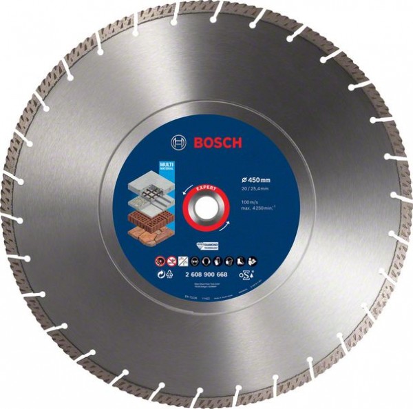 Bosch Professional Expert MultiMaterial Diamanttrennscheiben, 450 x 25,40 x 3,3 x 12 mm (2608900668)