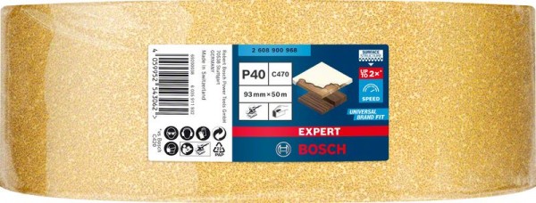 Bosch Professional Expert C470 Schleifpapierrolle zum Handschleifen, 93 mm x 50 m, G 40 (2608900968)