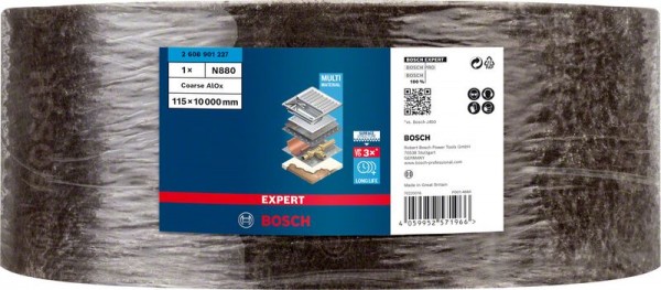 Bosch Professional Expert N880 Vliesrolle zum Handschleifen, 115 mm x 10 m, grob A (2608901227)