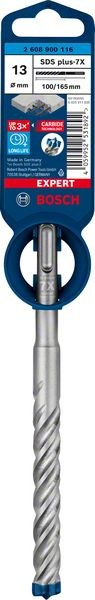 Bosch Professional Expert SDS plus-7X Hammerbohrer, 13 x 100 x 165 mm (2608900116)
