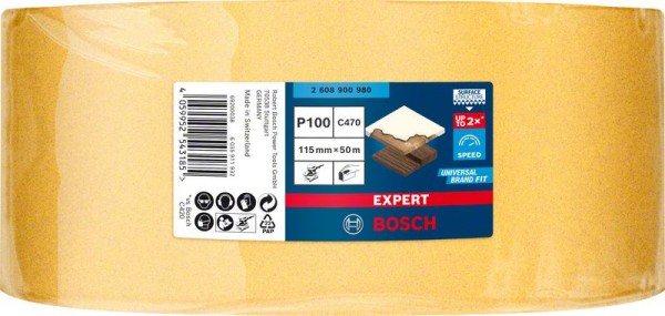 Bosch Professional Expert C470 Schleifpapierrolle zum Handschleifen, 115 mm x 50 m, G 100 (2608900980)