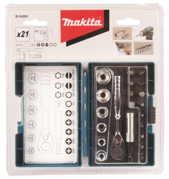 Makita 21tlg. Ratschen- und Bitset (B-54081)