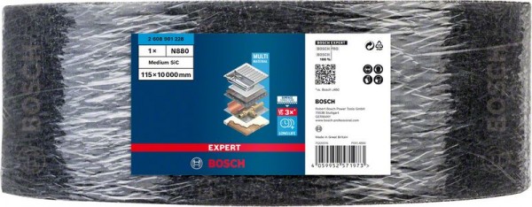 Bosch Professional Expert N880 Vliesrolle zum Handschleifen, 115 mm x 10 m, medium S (2608901228)